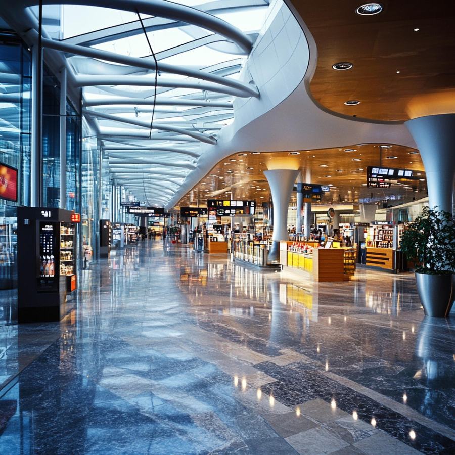 Airport terminal retail concourse