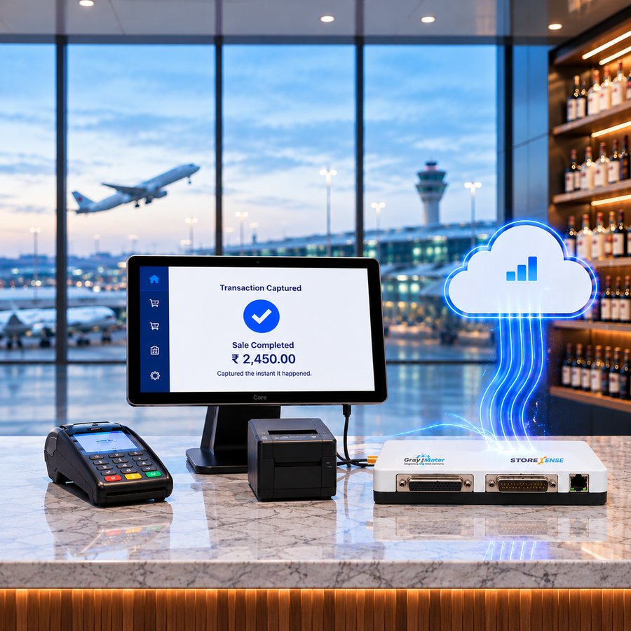 StoreSense capture device on an airport concession counter